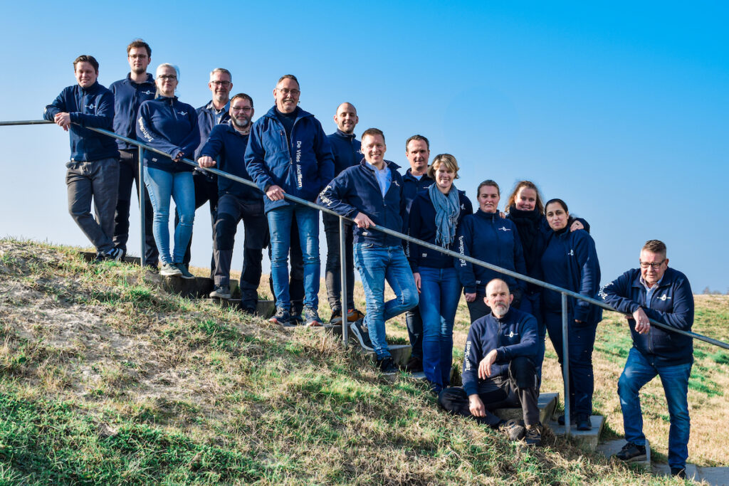 The Team of Sailmaker De Vries Maritiem in Friesland on the dike